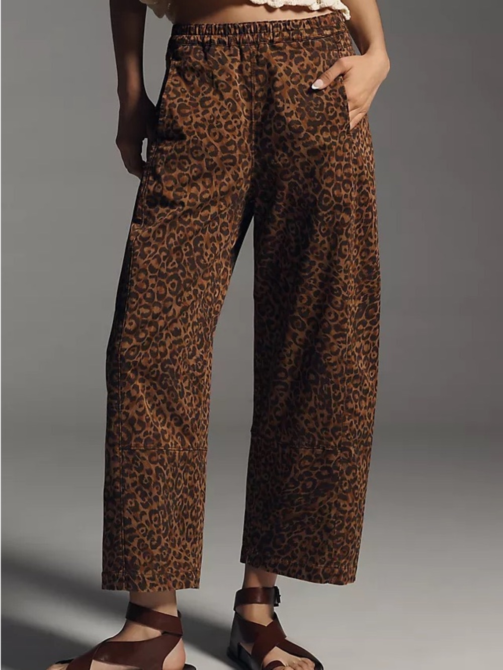 Pilcro Anthropologie Izzie Barrell Leopard Print Pants